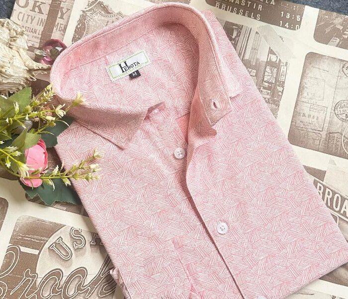 Peach color with white print