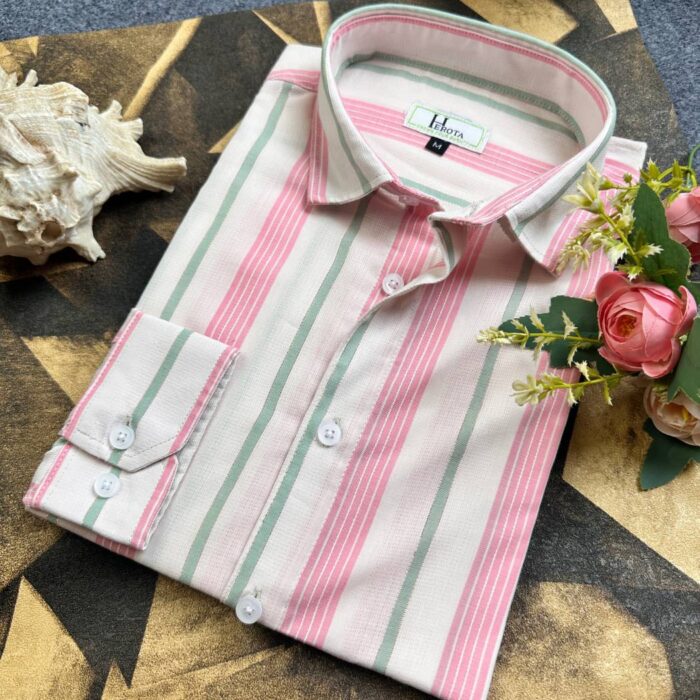 Offwhite with pink & green stipe