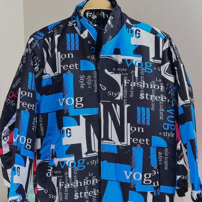 Executive High Nick Winter Padded Jacket-Black/Blue Print