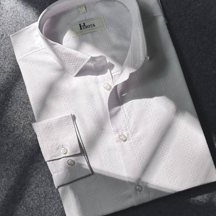 Solid Fancy Cotton Shirt. ( Snow white)