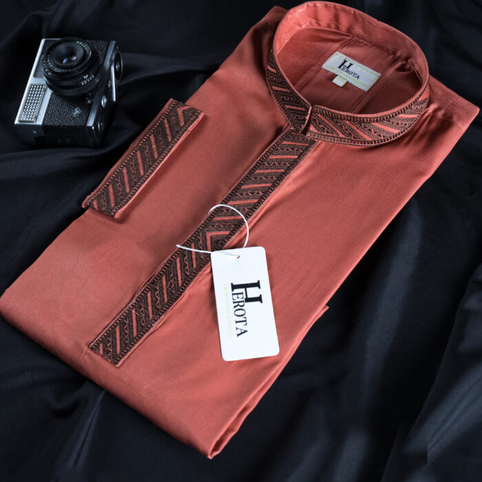 Rusty Orange with Contrast Black Embroidery