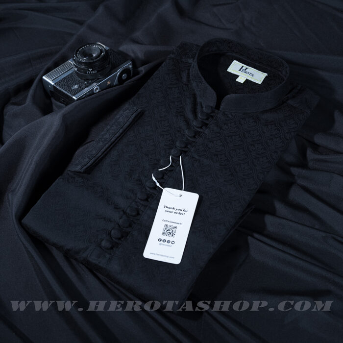 Elegant Black Buttoned Panjabi