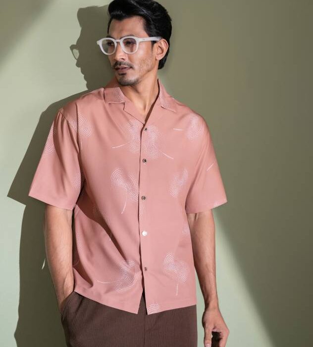 Drop Shoulder Cuban Collar Boxy Shirt-Coffee
