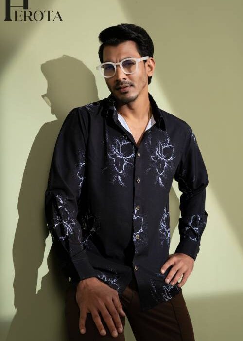 Full Sleeve printed Shirt-Black