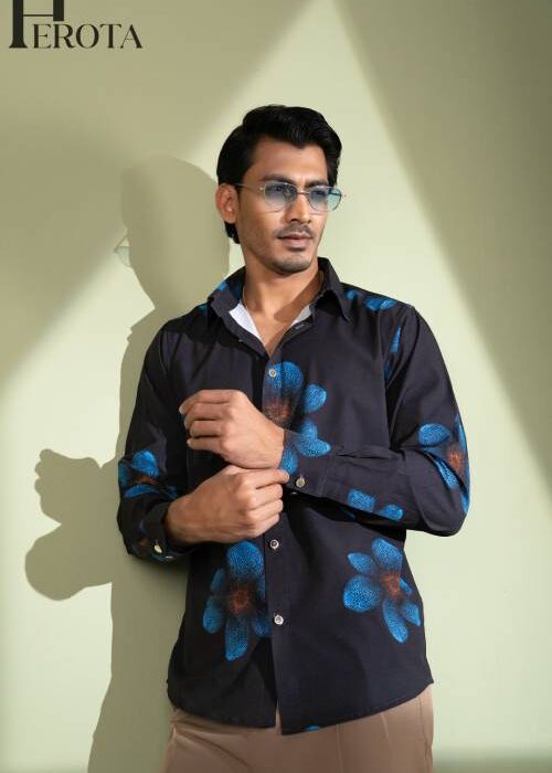 Full Sleeve printed Shirt-Black