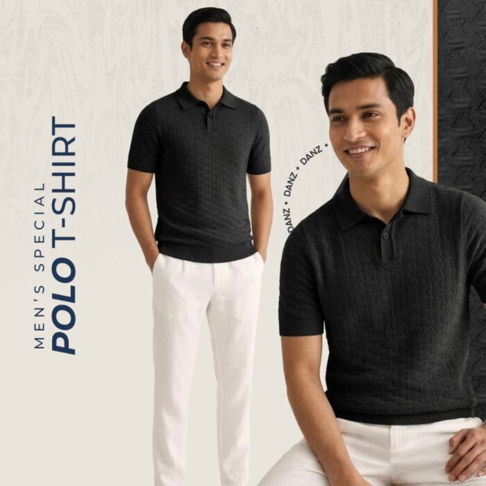 Premium Textured Knit Polo T-Shirt